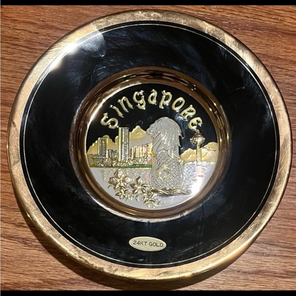 Chokin Singapore 24KT Gold Decorative Plate - Picture 1 of 8